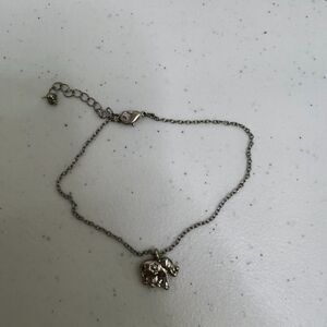 Elephant Charm Bracelet Chain Silver Tone Trunk Up Good Luck Dainty‎ Small